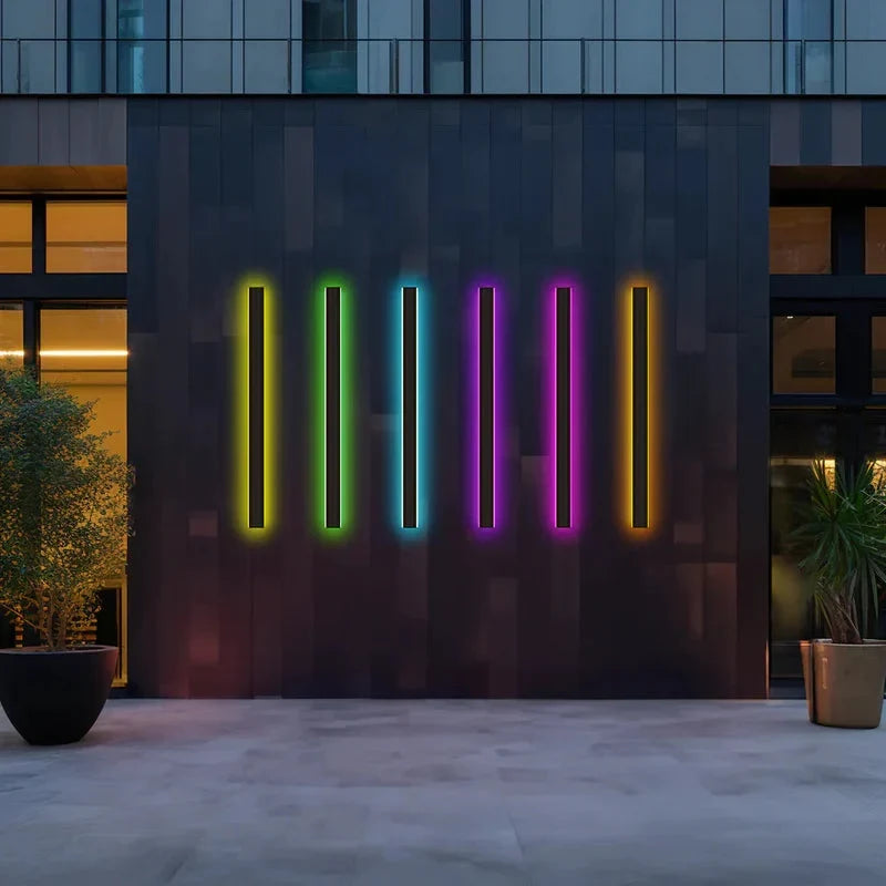Linear LED outdoor wall light, 200cm, RGB