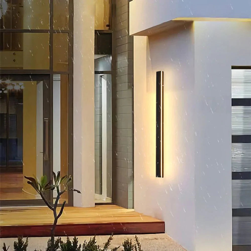 Linear LED outdoor wall light, 30cm, Warm white