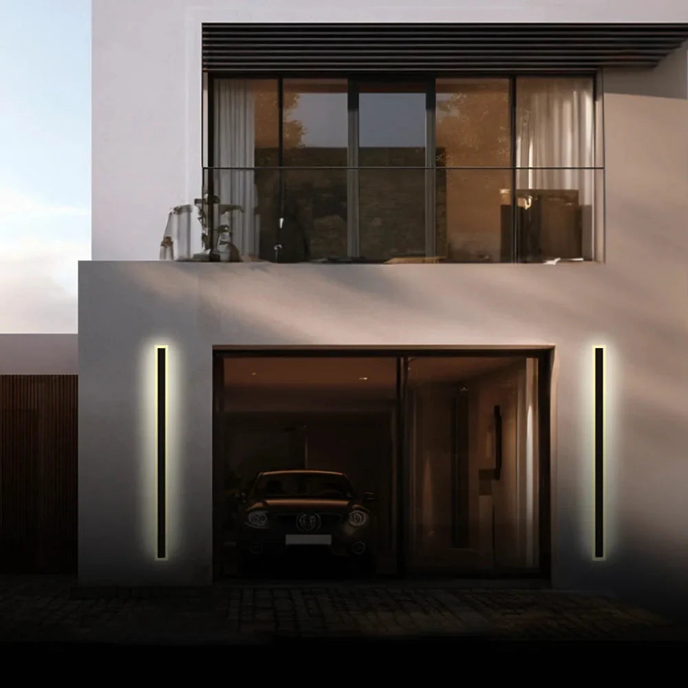 Linear outdoor wall light with a clear edge, 30cm, 12W, Cool white, No sensor