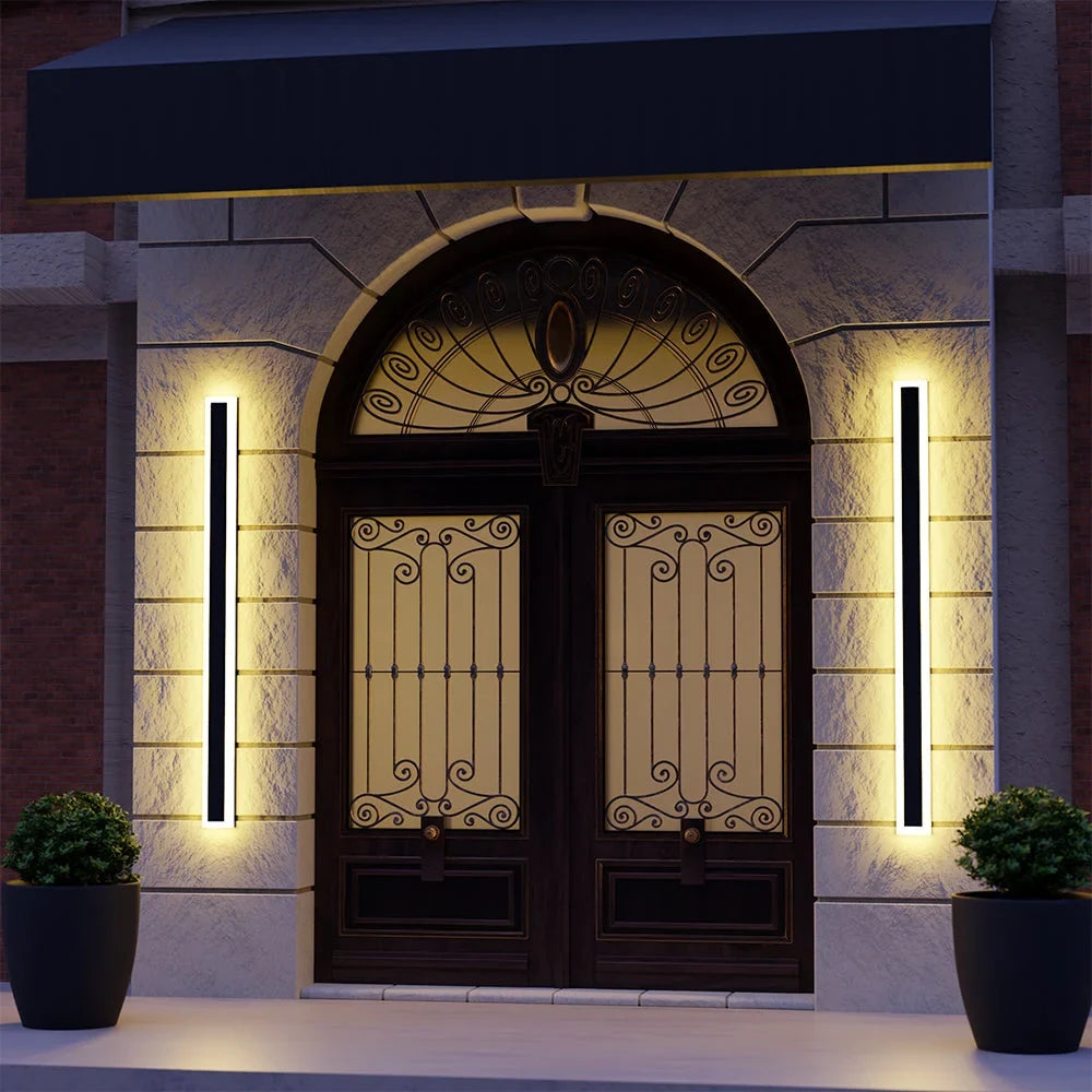 Linear outdoor wall light with a clear edge, 30cm, 12W, Warm white, No sensor