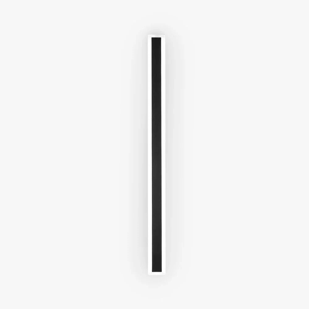 Linear outdoor wall light with a clear edge, lit on an outside wall