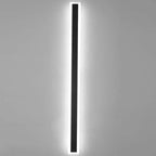 Linear outdoor wall light with a clear edge, lit