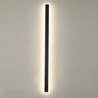 Linear outdoor wall light with a clear edge, lit