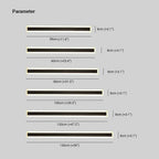 Linear outdoor wall light with a clear edge, sizes with measurements
