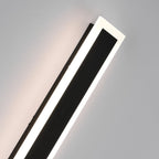 Linear outdoor wall light with a clear edge, close-up