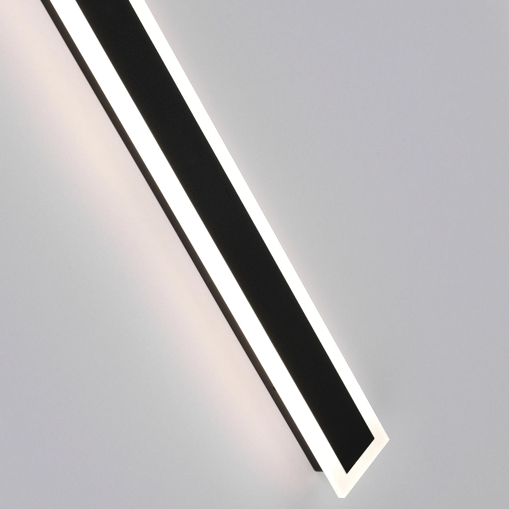 Linear outdoor wall light with a clear edge, close-up