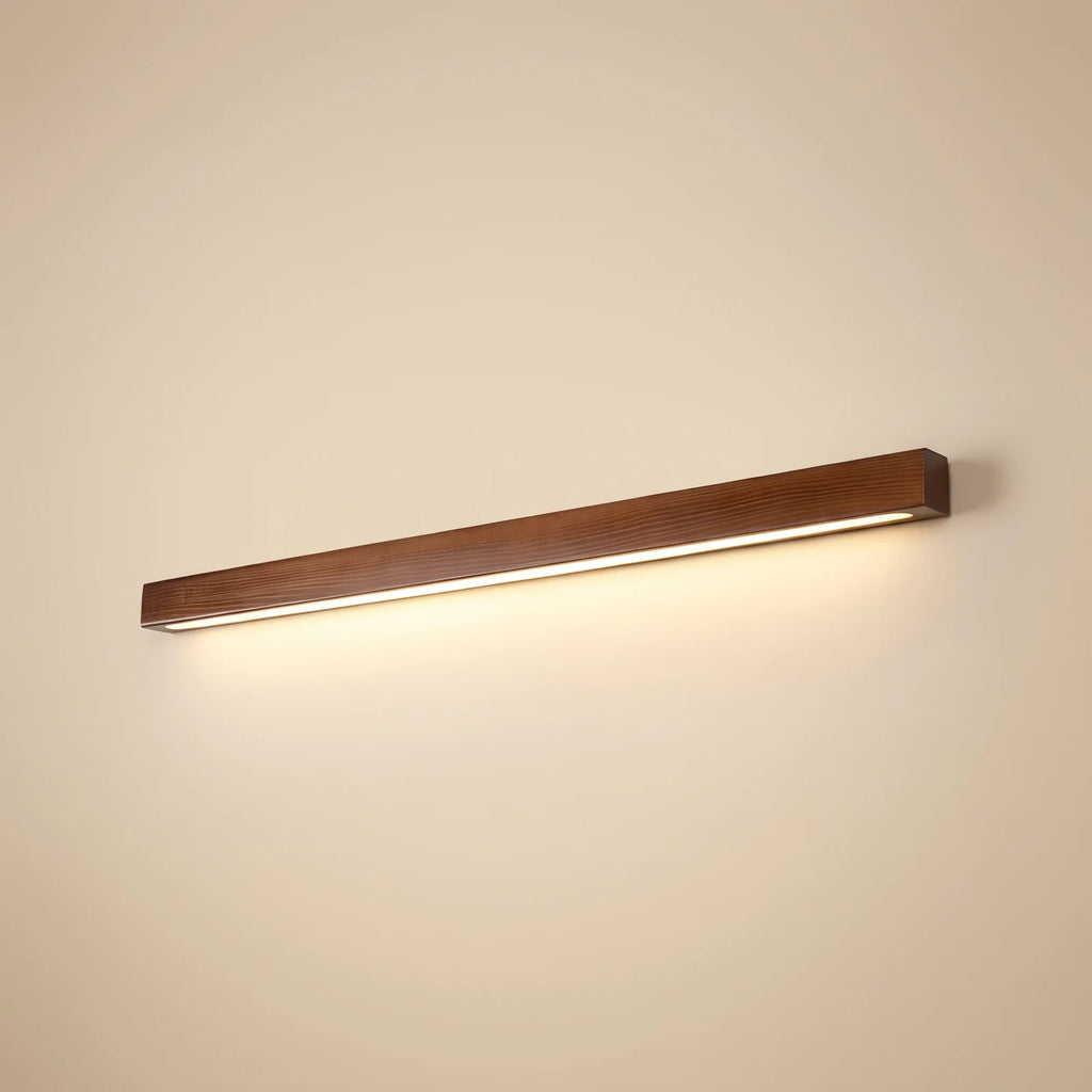 Linear wood LED wall light