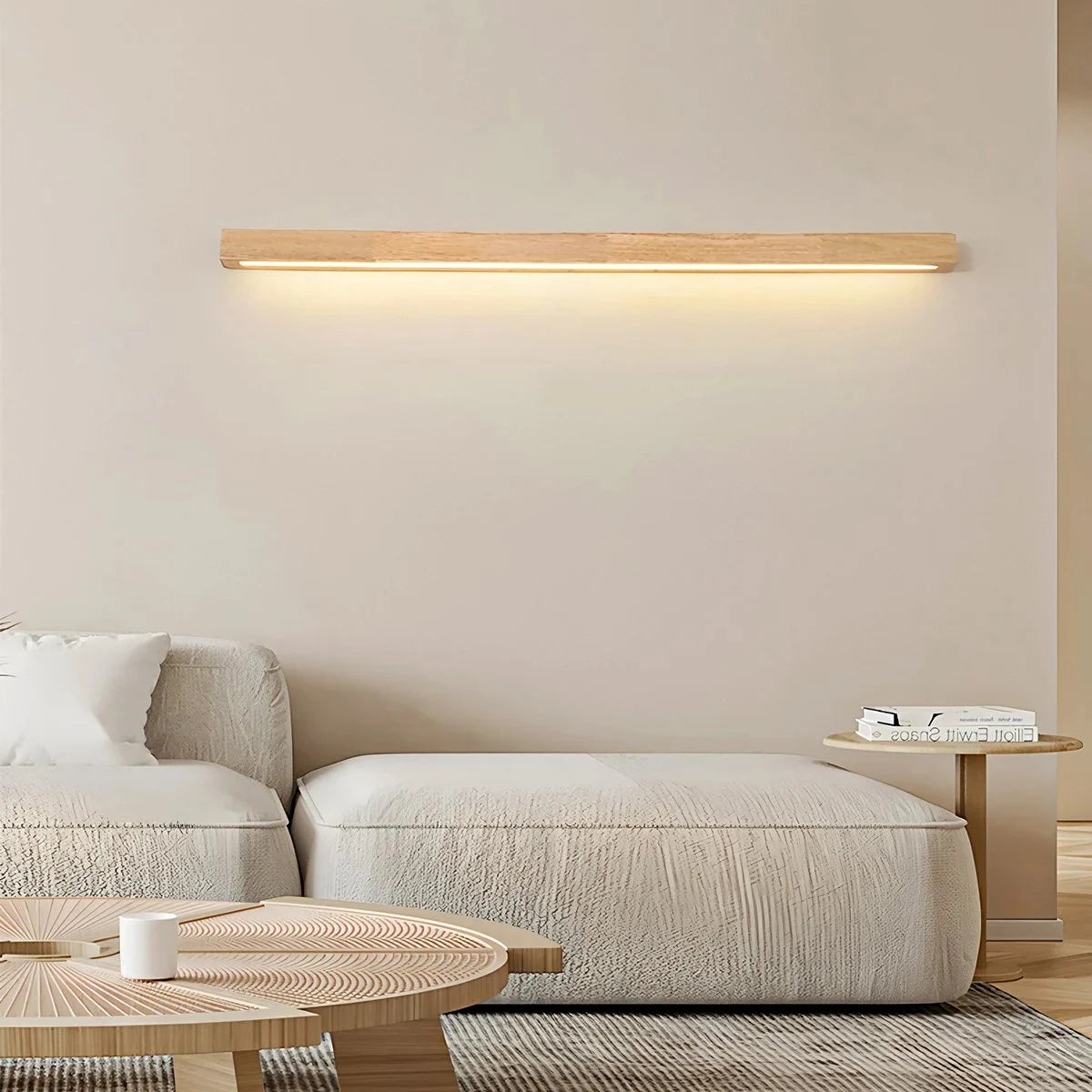 Linear wood LED wall light