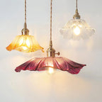 Lotus ruffled glass pendant light