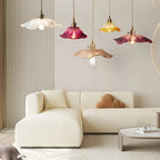 Lotus ruffled glass pendant light