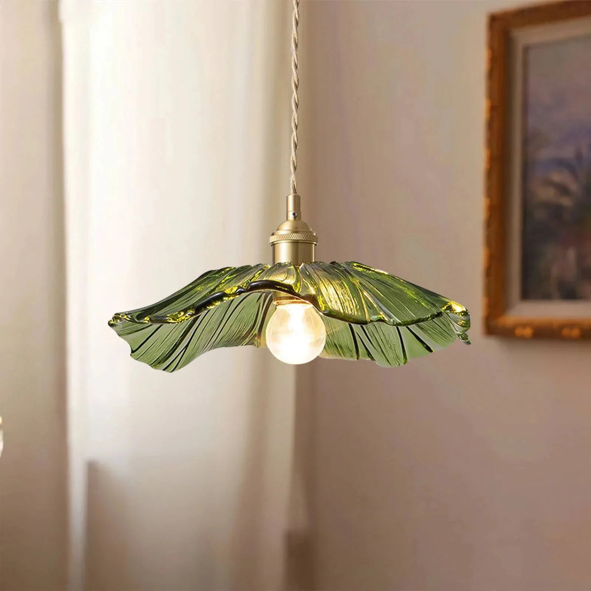 Lotus ruffled glass pendant light