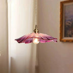 Lotus ruffled glass pendant light