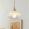 Lotus ruffled glass pendant light, Small, 19cm wide, Clear