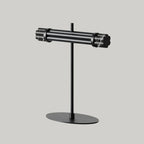 Marble bar LED table lamp with oval base, in matte black, close view of the head