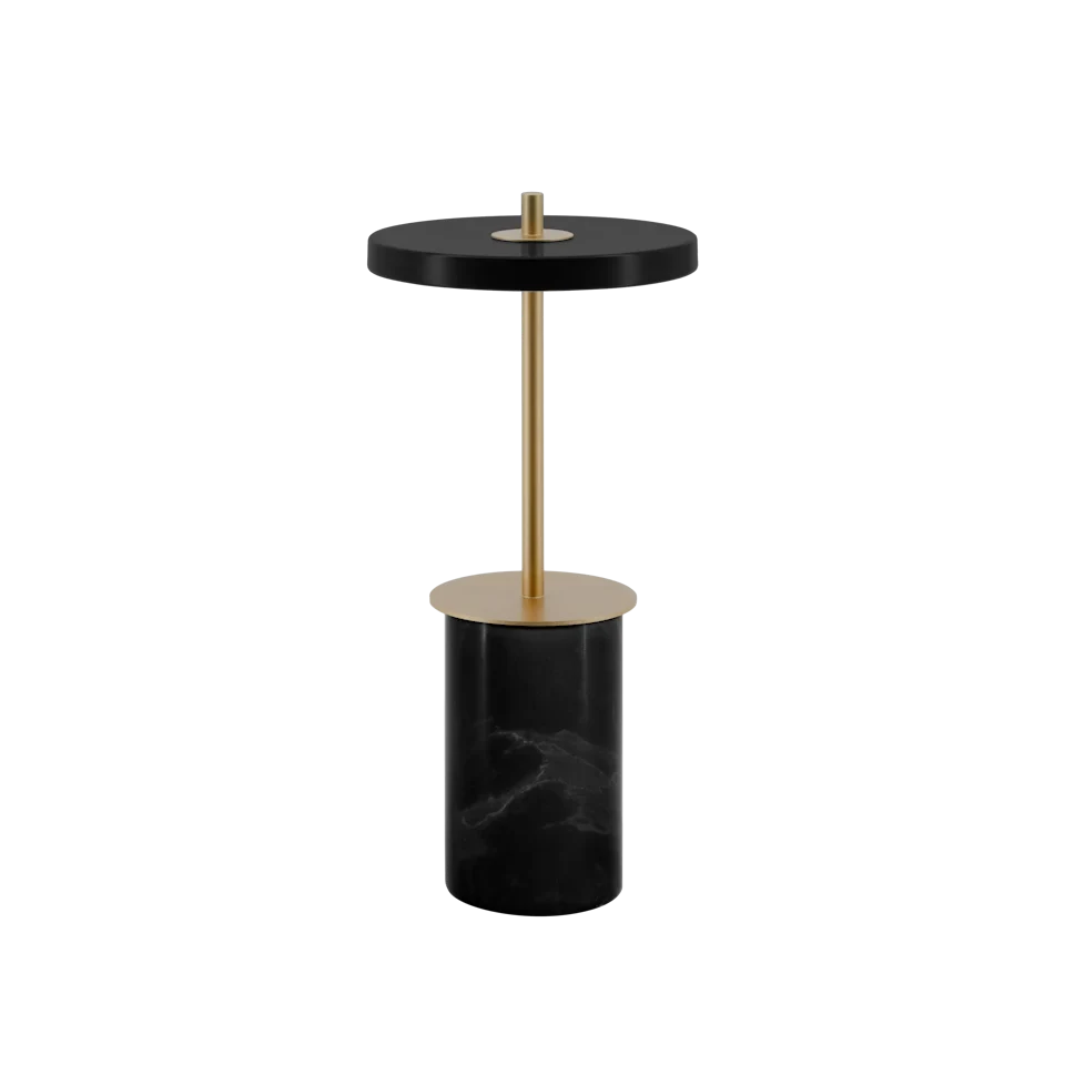 Cordless marble base table lamp, mini, black marble