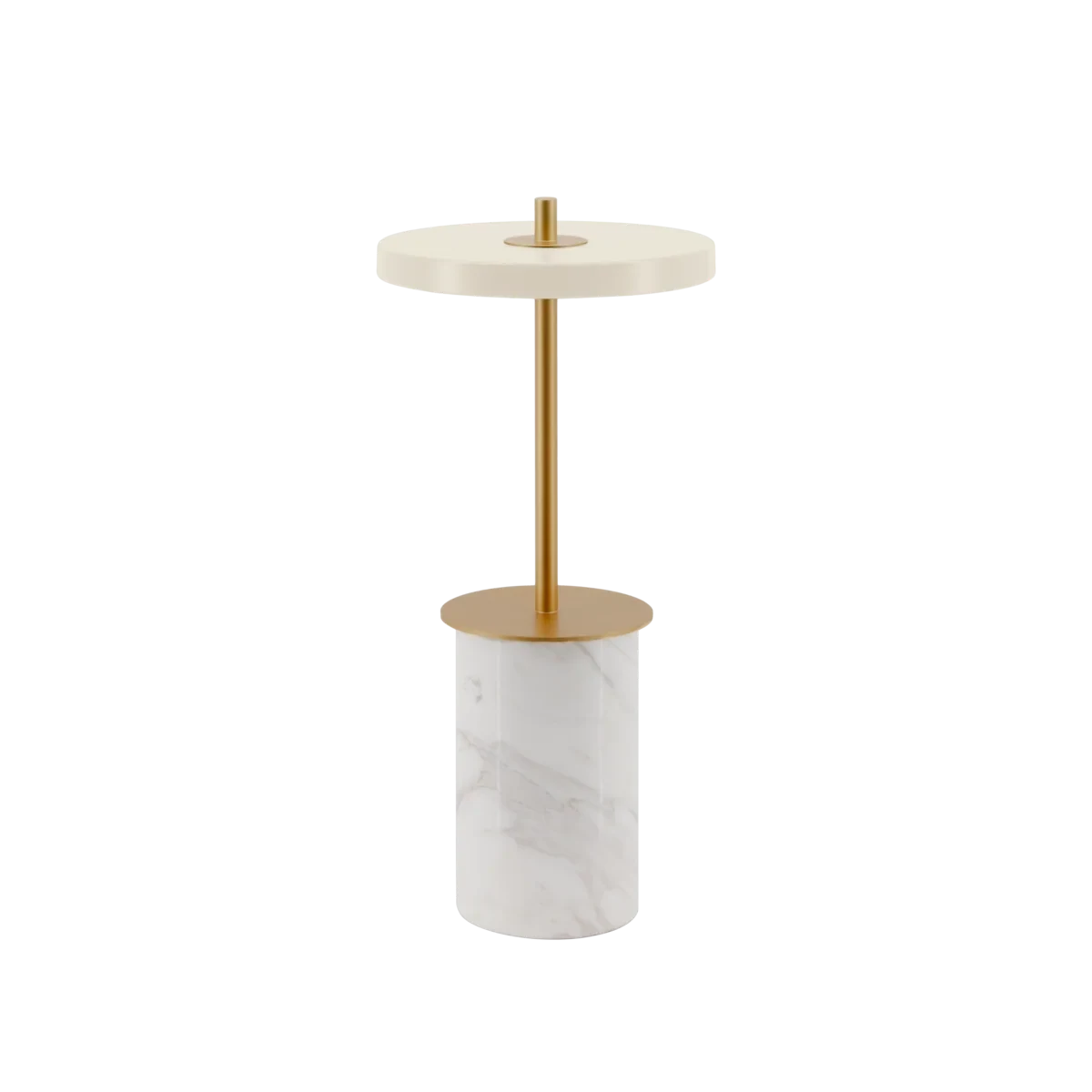 Cordless marble base table lamp, mini, white marble