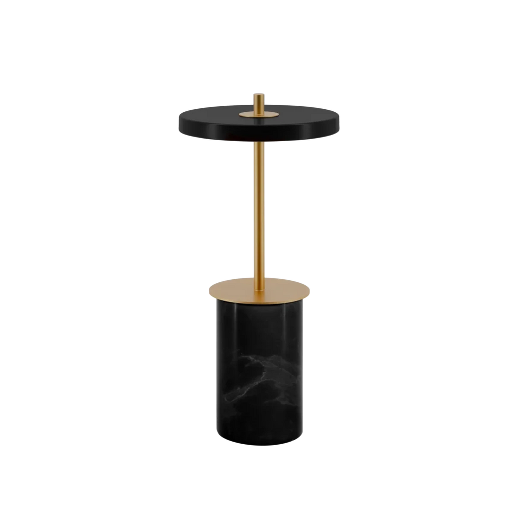 Cordless marble base table lamp, mini, black marble