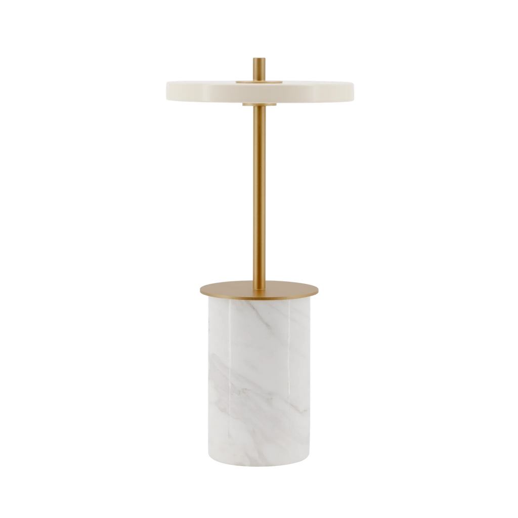 Cordless marble base table lamp, mini, white marble