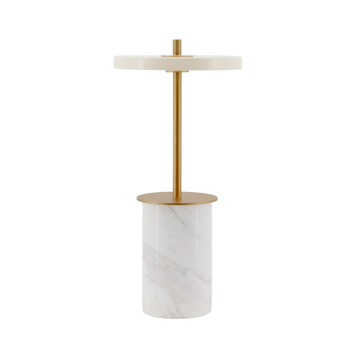 Cordless marble base table lamp, mini, white marble