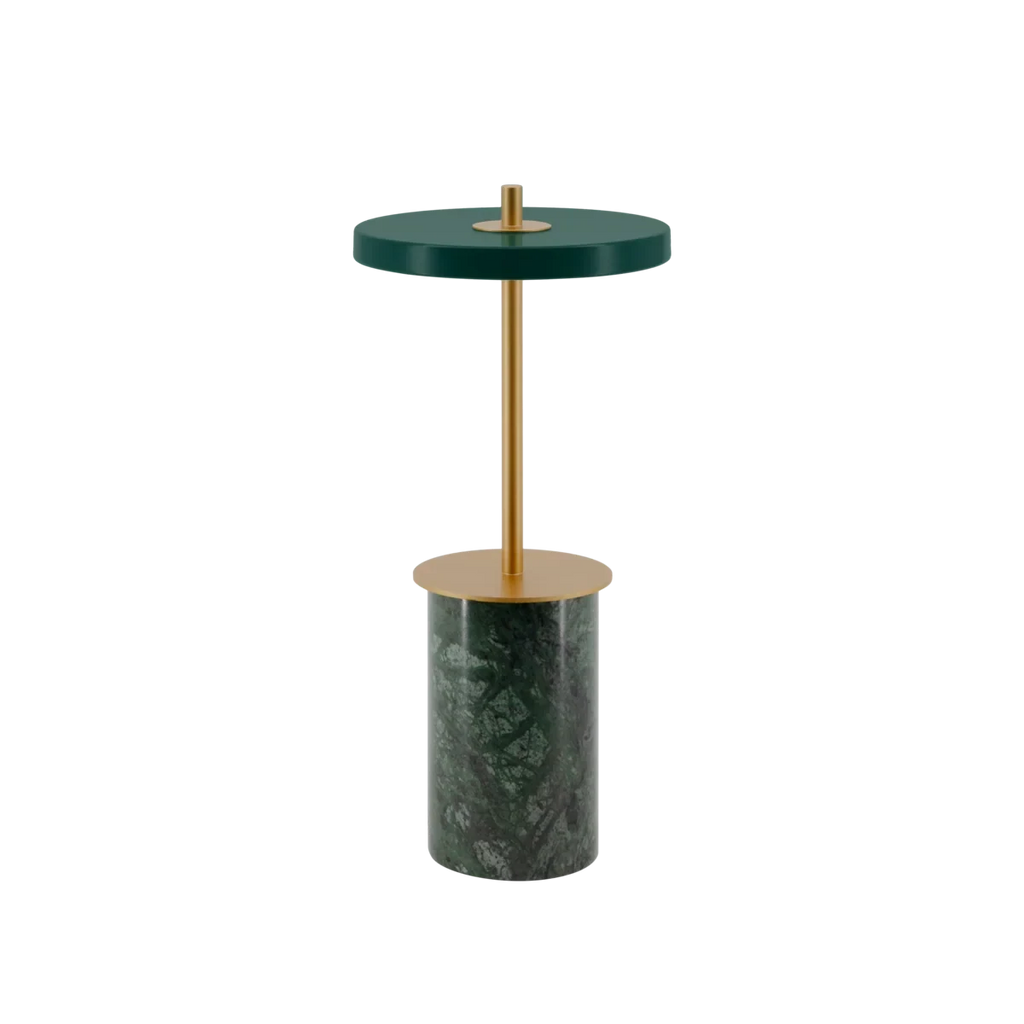 Cordless marble base table lamp, mini, green marble