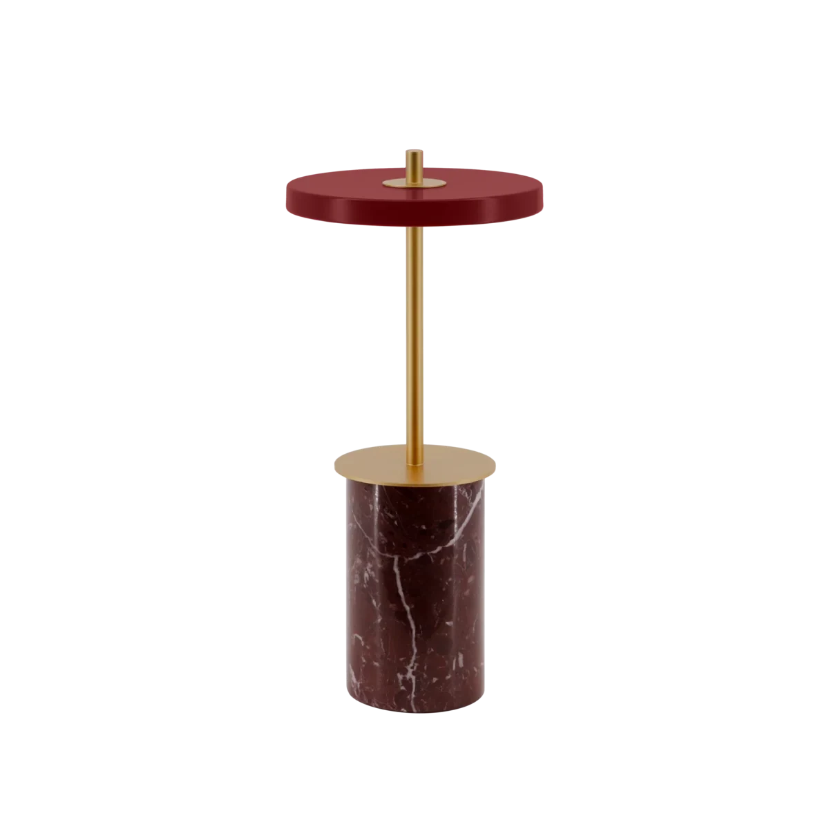 Cordless marble base table lamp, mini, red marble