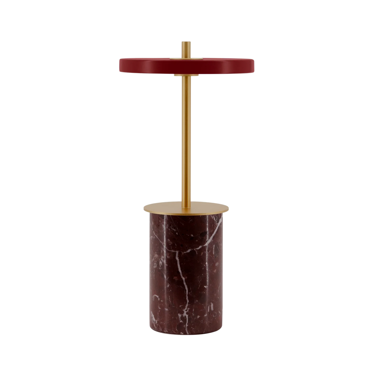 Cordless marble base table lamp, mini, red marble