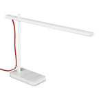 Slim task table lamp with marble base, matte white