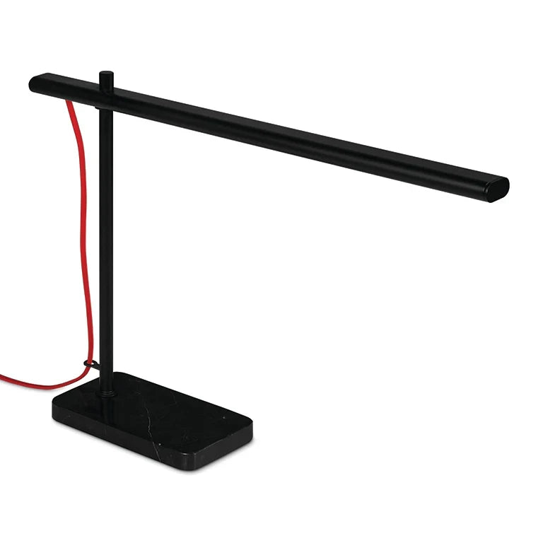 Slim task table lamp with marble base, black
