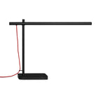 Slim task table lamp with marble base, black, side view