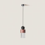 Marble, ceramic and striped glass pendant, with chrome canopy