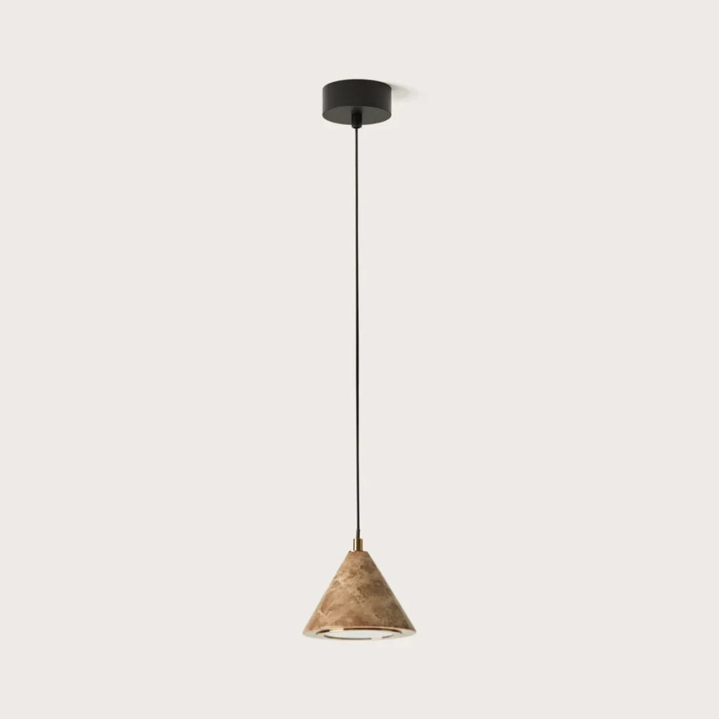 Marble cone LED pendant, with matte black canopy