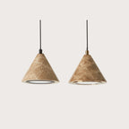 Marble cone LED pendant, pair of cones, close-up