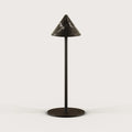 Marble cone shade LED table lamp, in matte black, on a plain background