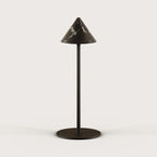 Marble cone shade LED table lamp, in matte black, on a plain background