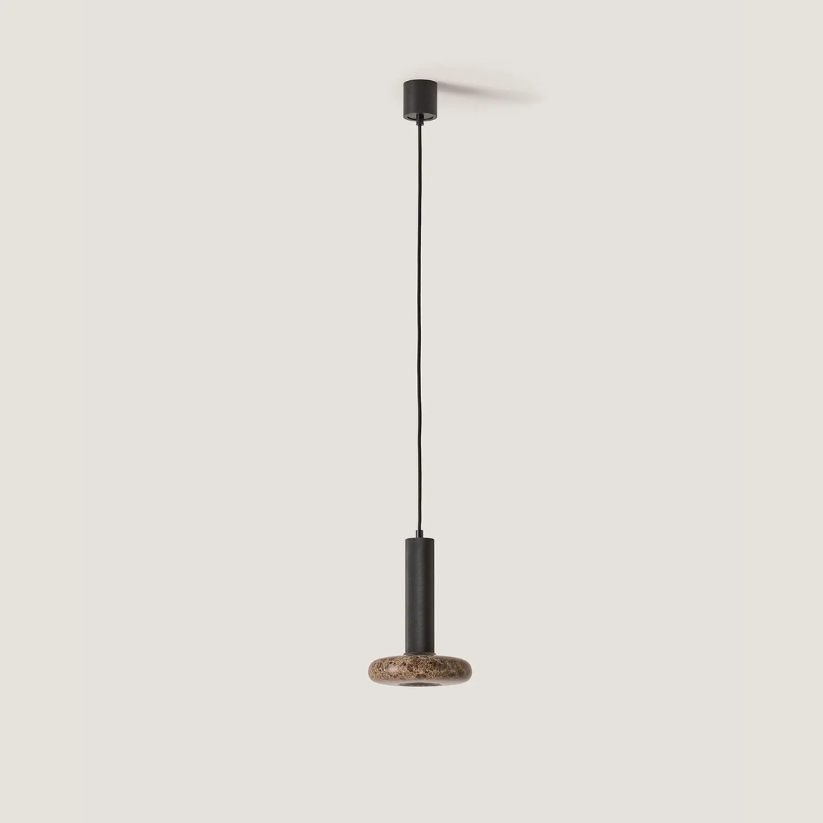 Marble disc cylinder pendant, with brown marble
