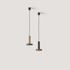 Marble disc cylinder pendant, pair in two finishes