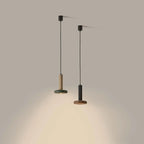 Marble disc cylinder pendant, pair, lit