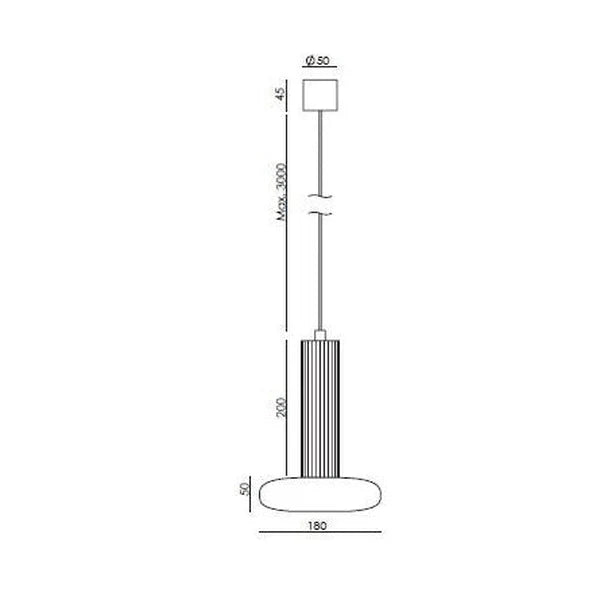 Marble disc cylinder pendant, dimension drawing