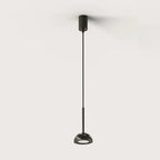 Marble dome pendant, black marble with matte black stem