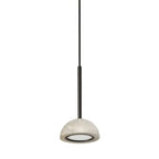 Marble dome pendant, light marble with matte black stem