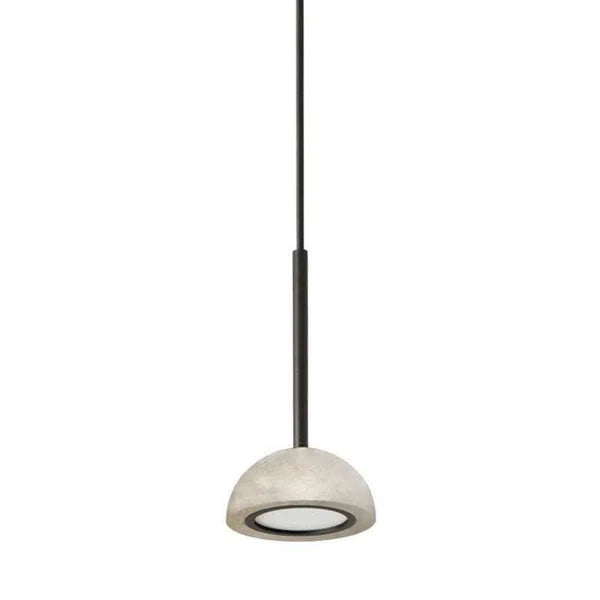 Marble dome pendant, light marble with matte black stem