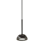 Marble dome pendant, black marble with matte black stem