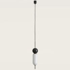 Marble and opal glass capsule pendant, with black marble