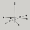 Black marble spot LED chandelier, in matt black on a plain background