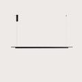 Matte black linear LED bar pendant, side view on a plain background