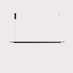 Matte black linear LED bar pendant, side view on a plain background