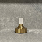 Frosted column cordless table lamp, small in gold, unlit