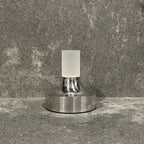 Frosted column cordless table lamp, small in silver, unlit