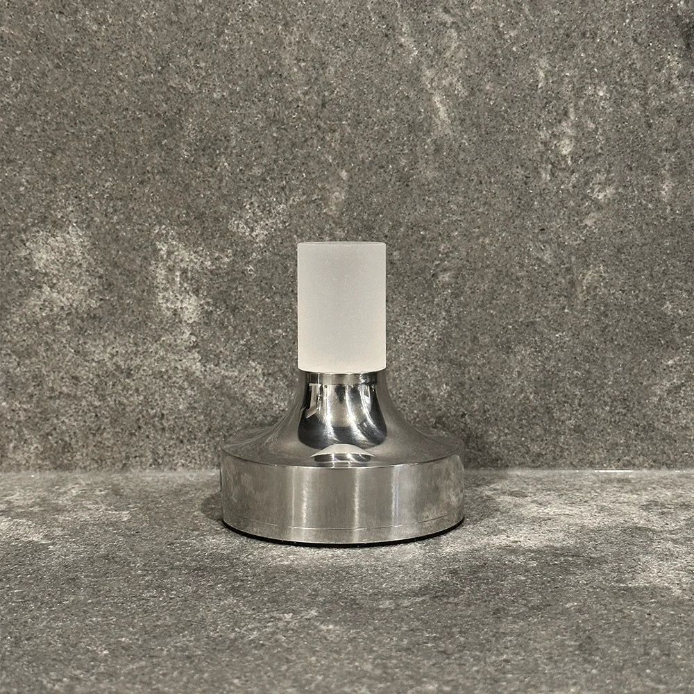 Frosted column cordless table lamp, small in silver, unlit