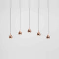 Mirrored Teardrop Five-Light Linear Pendant, in copper